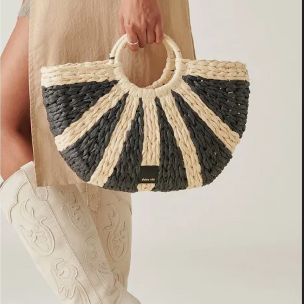 Dolce Vita | Black Raffia Shopper “EstelleB” Tote ~ Canvas Inside - Picture 16 of 16